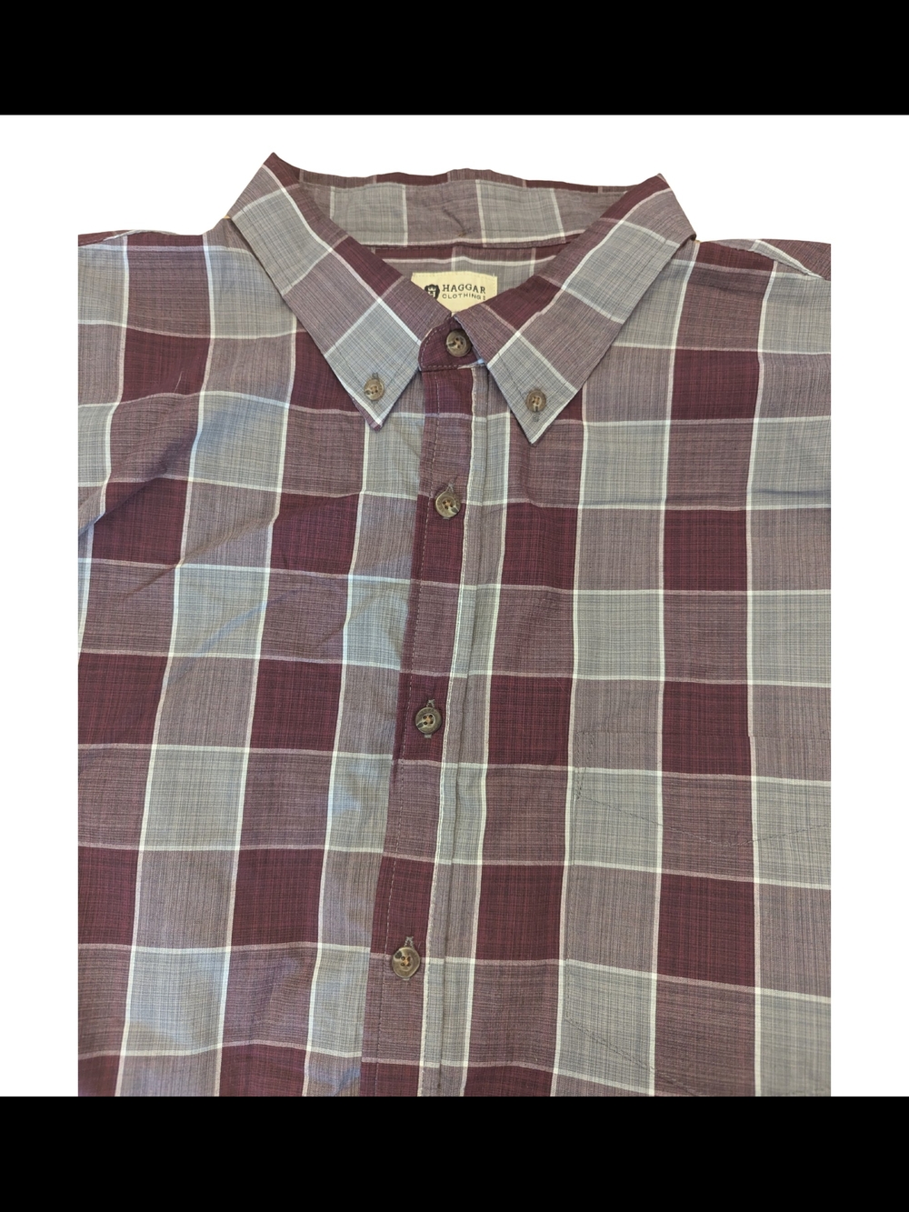 EUC Haggar Mens XXL Purple Gray Check Long Sleeve Button Down Shirt